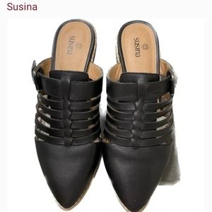 Susina Sondra Black Slide Booties
